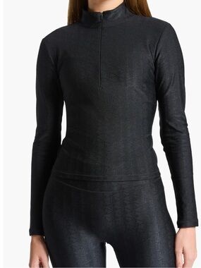 Lacoste x BANDIER Black Jacquard Quarter Zip Pullover M NWT